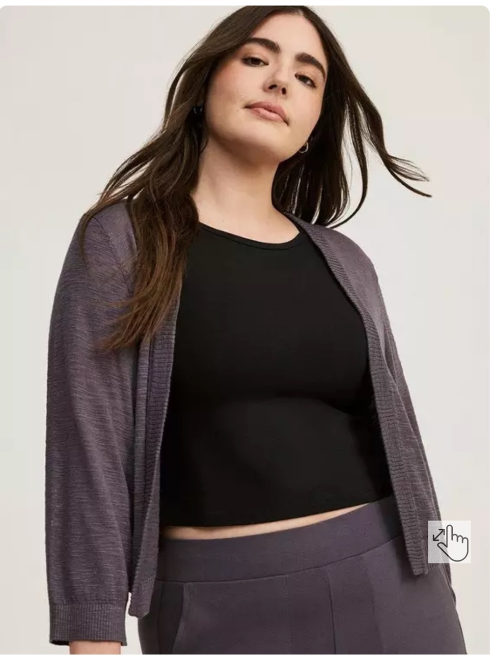 Torrid 3/4 Sleeve Cropped Shrug Sweater 1 - Picture 3 of 5